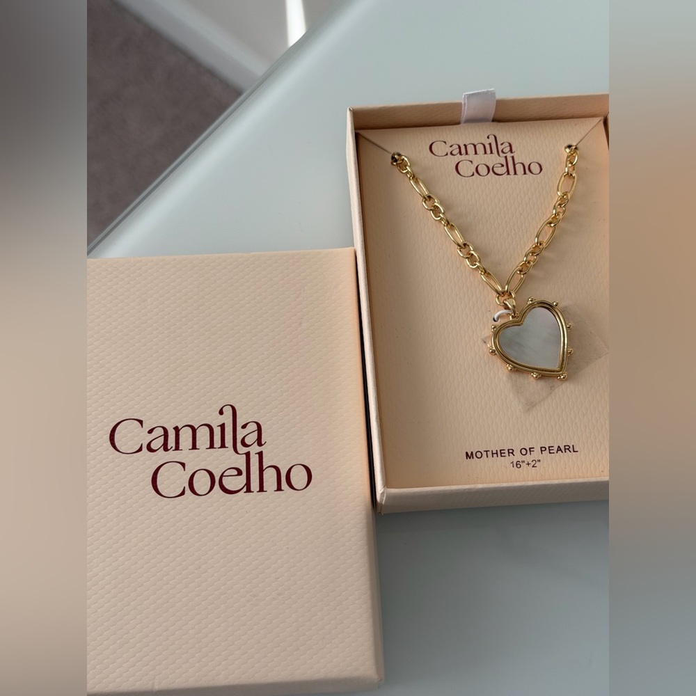 Camila Coelho Gold Heart Mother of Pearl Necklace